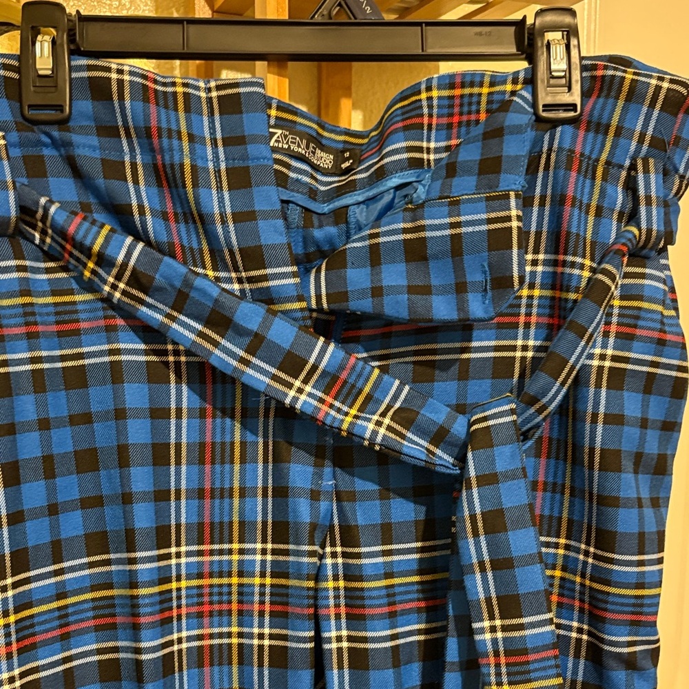 Zara Women’s Blue Plaid Cropped Pants - Picture 3 of 7